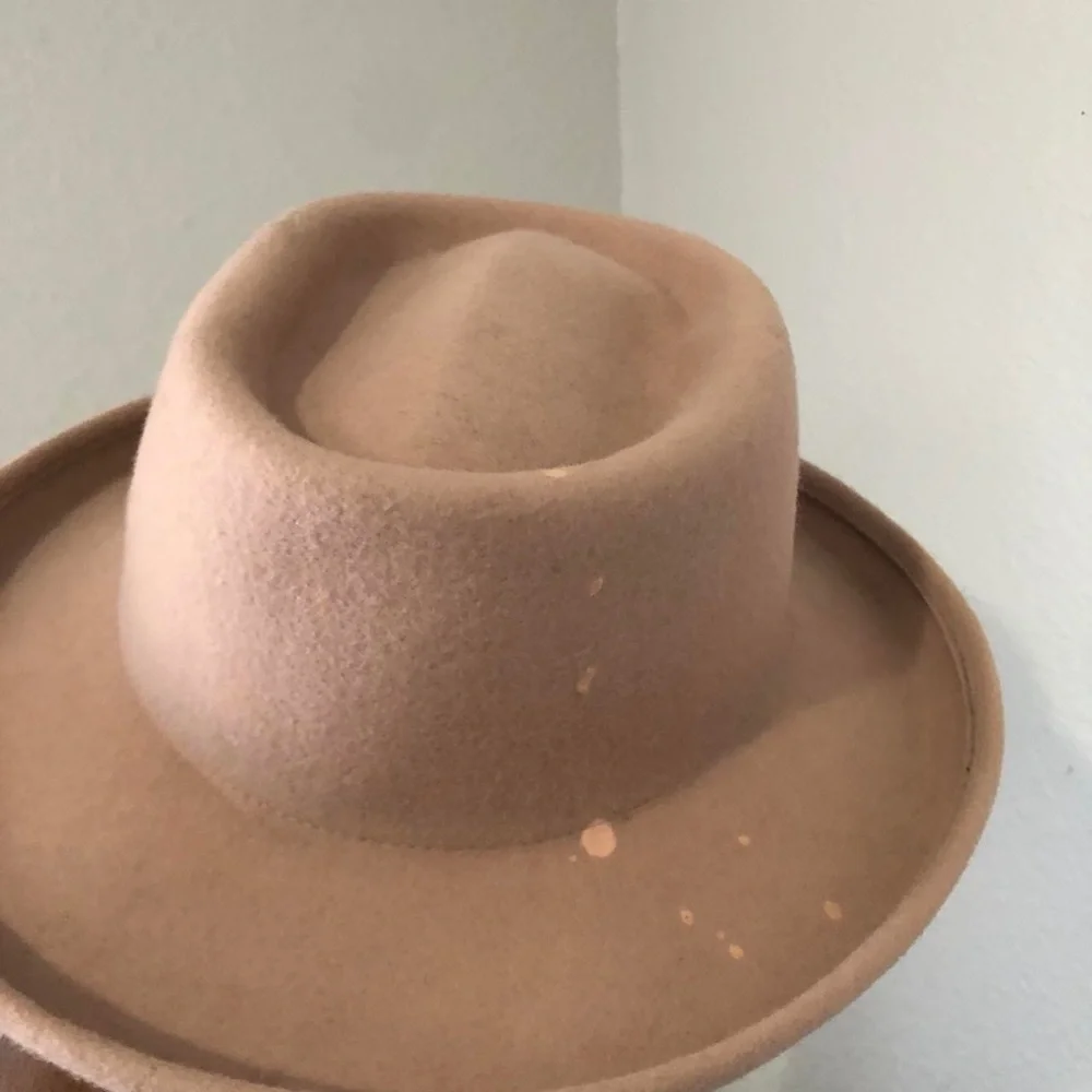 100 Wool Tan felt fedora panama boater cruise ship vacation beach resort hat cap